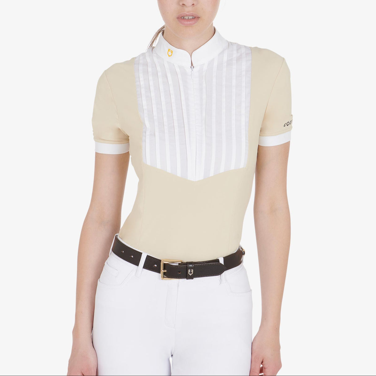 Equestro Leather Belt With Snaffle Bits #colour_brown-gold