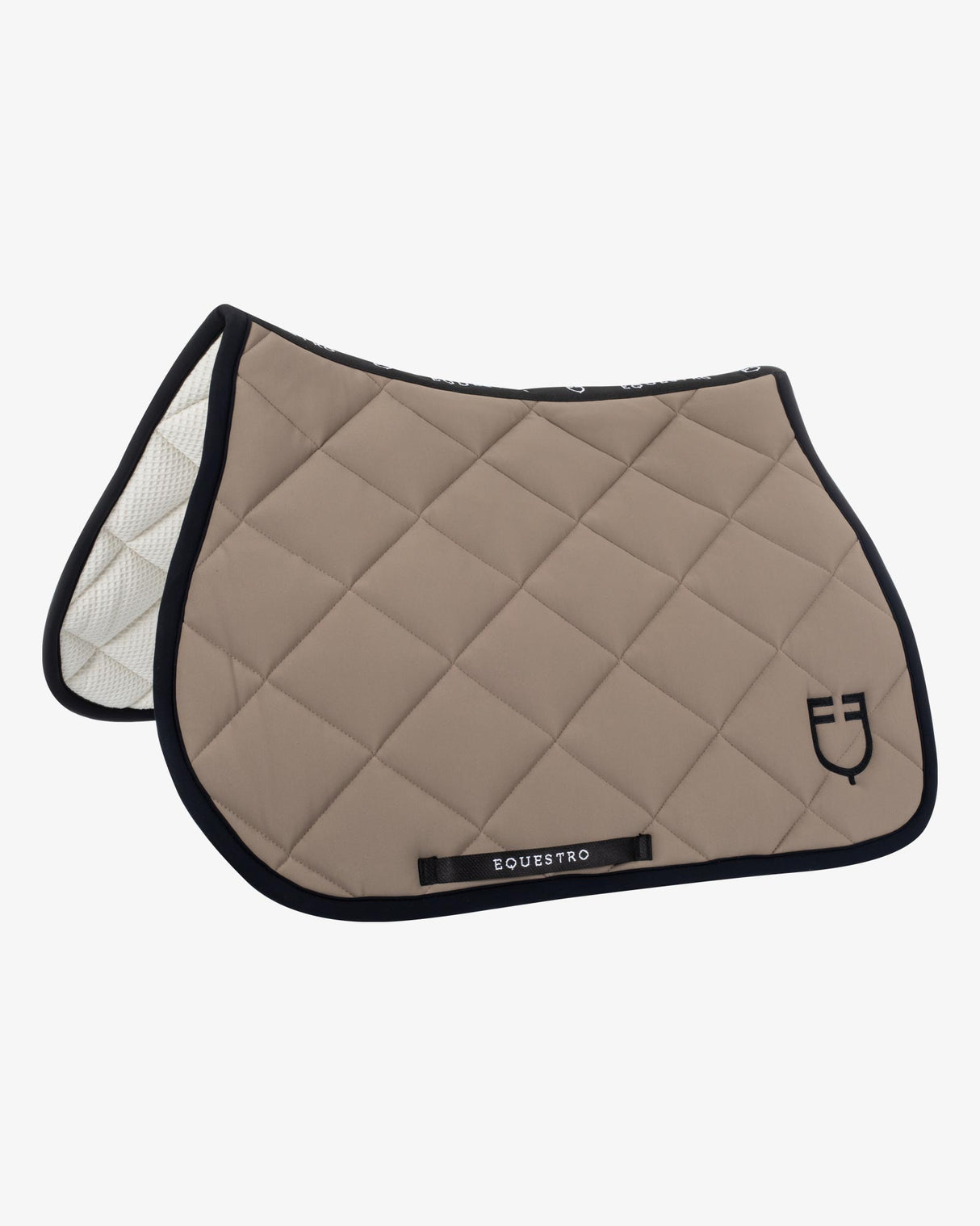 Jumping saddle pad with embroidered logo black line edition - WALNUT