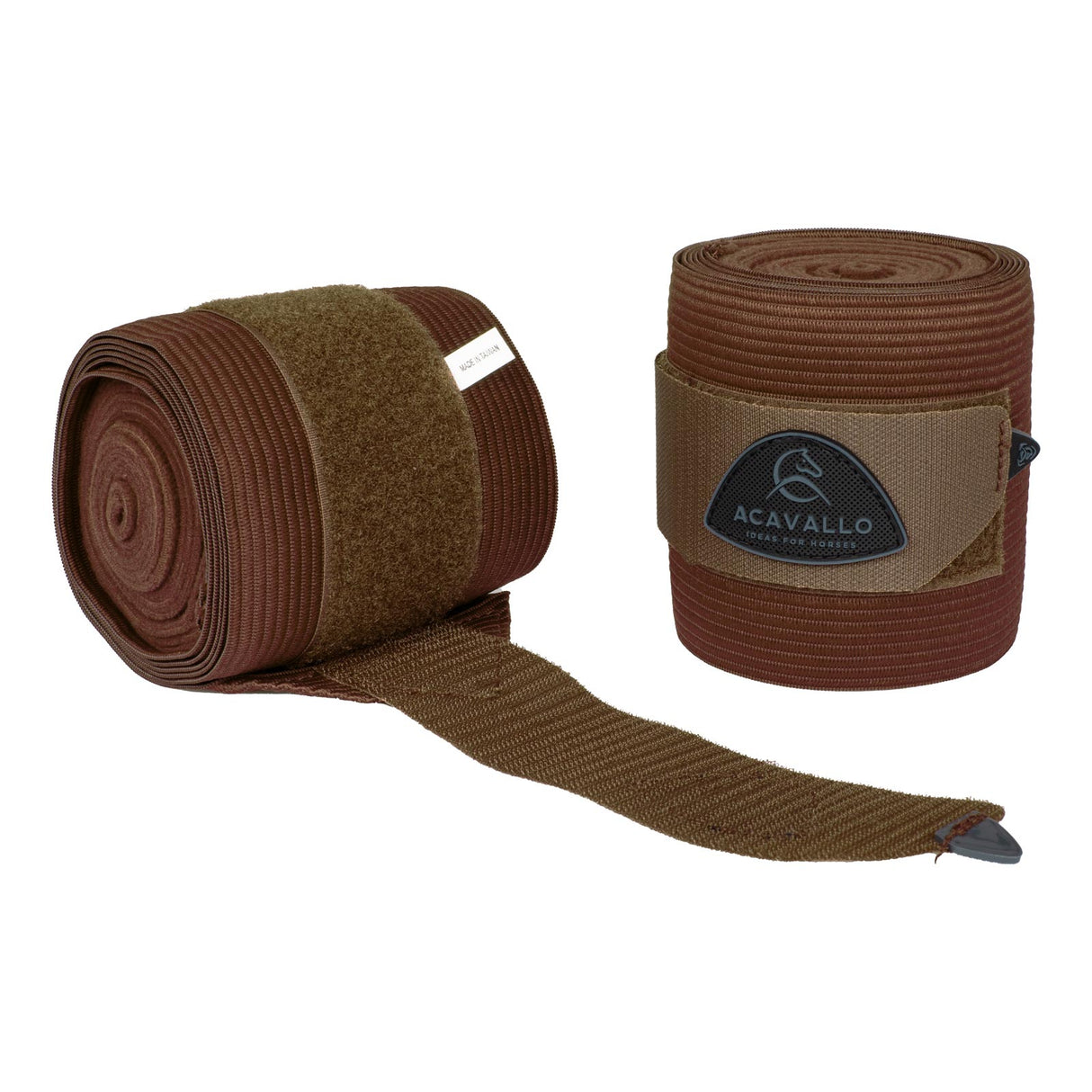 Acavallo Elasticated Exercise Bandages Fleece #colour_brown