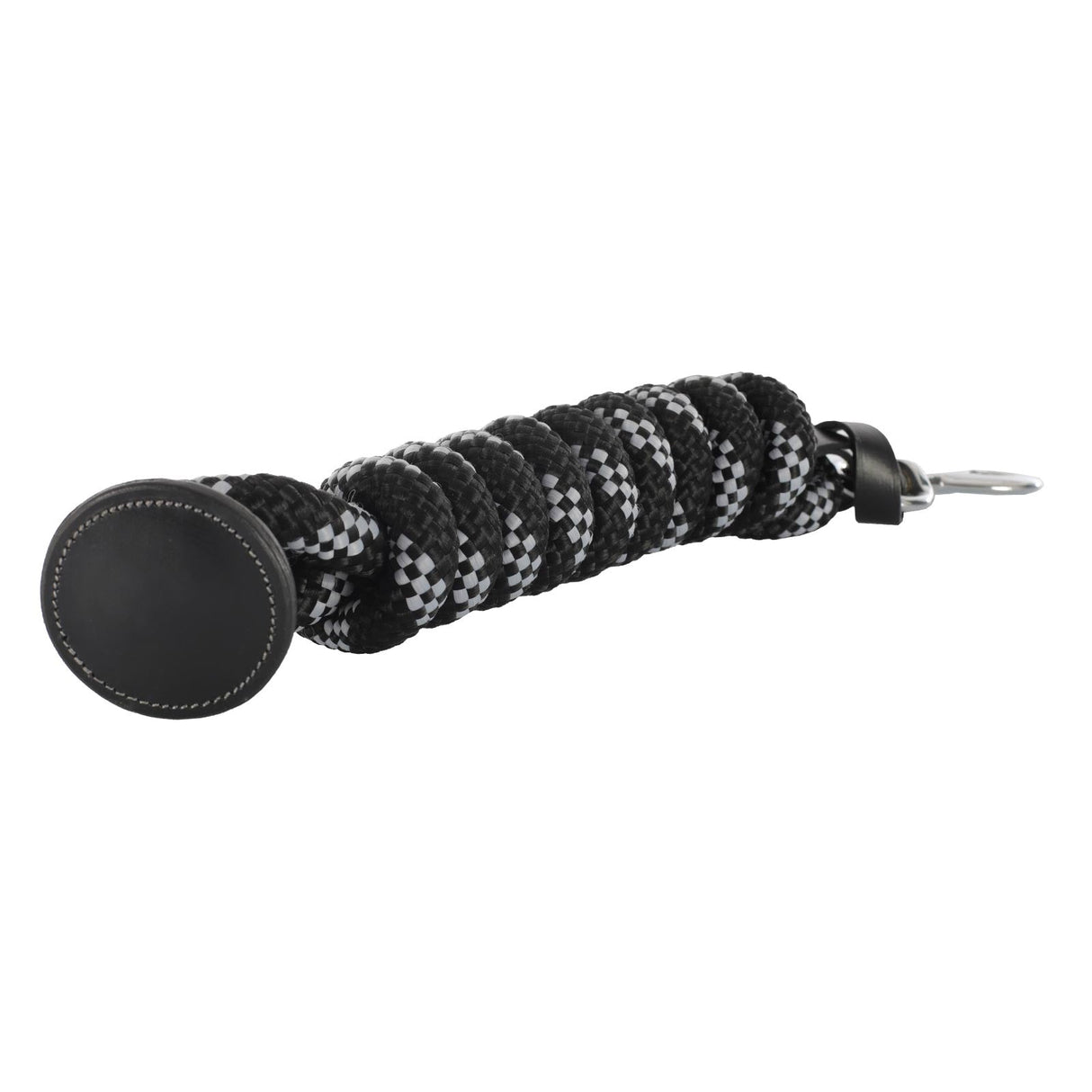 Acavallo Braided Lead Rope Leather Ends #colour_black