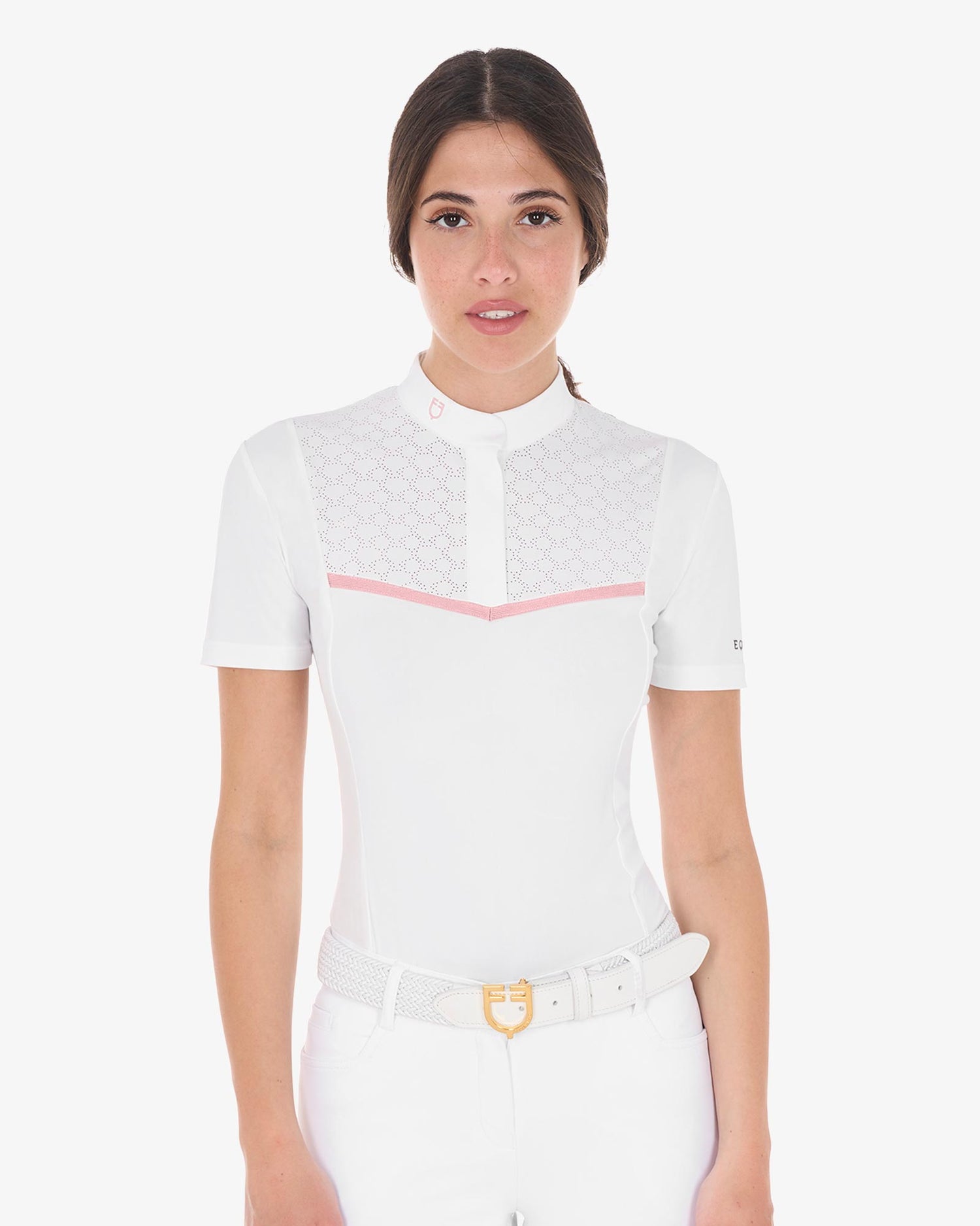 Equestro Women's Slim Fit Competition Polo Shirt With Chest Perforated Inserts