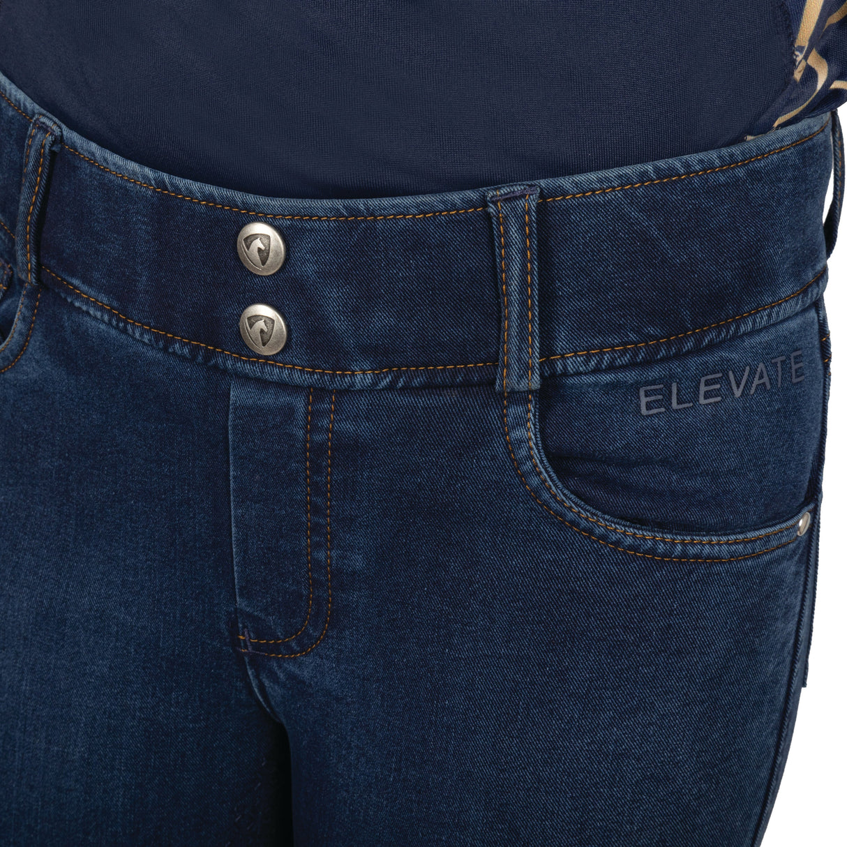 Hy Equestrian Elevate Mizs Style Denim Breeches #colour_dark-blue