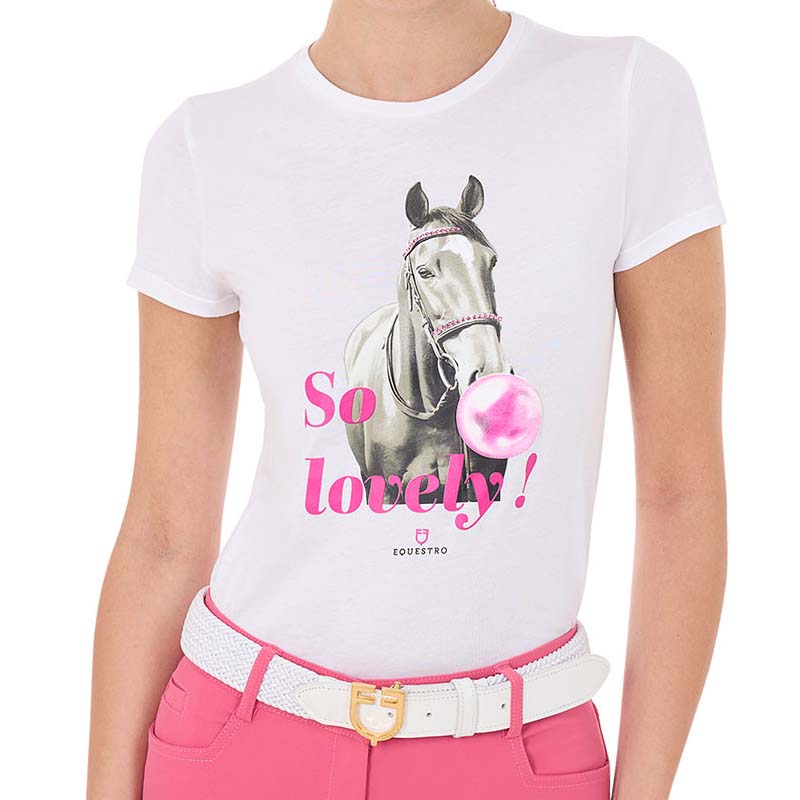 Equestro Women's T-Shirt with So Lovely Print #colour_white