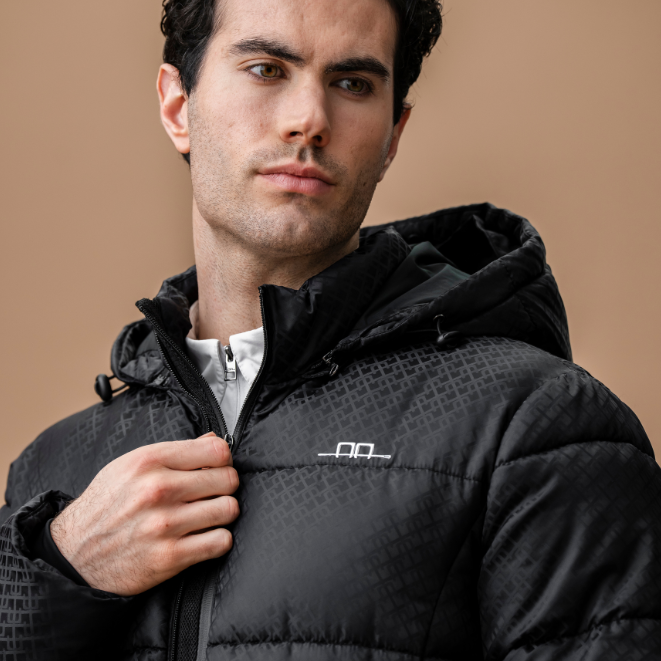 Alessandro Albanese Men's Quilo Monogram Puffer Coat #colour_core-black