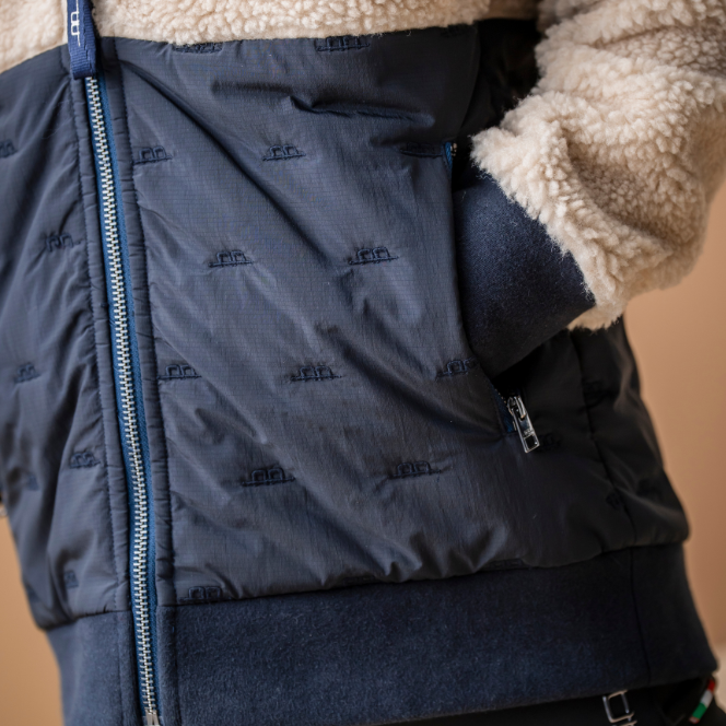 Alessandro Albanese Children's Lori Zip Through Borg Fleece #colour_sand-navy