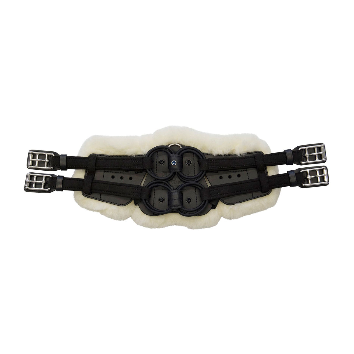 Stubben Equi-Soft® Saddle Girth with Cover - Black #colour_lambskin-ecru-white