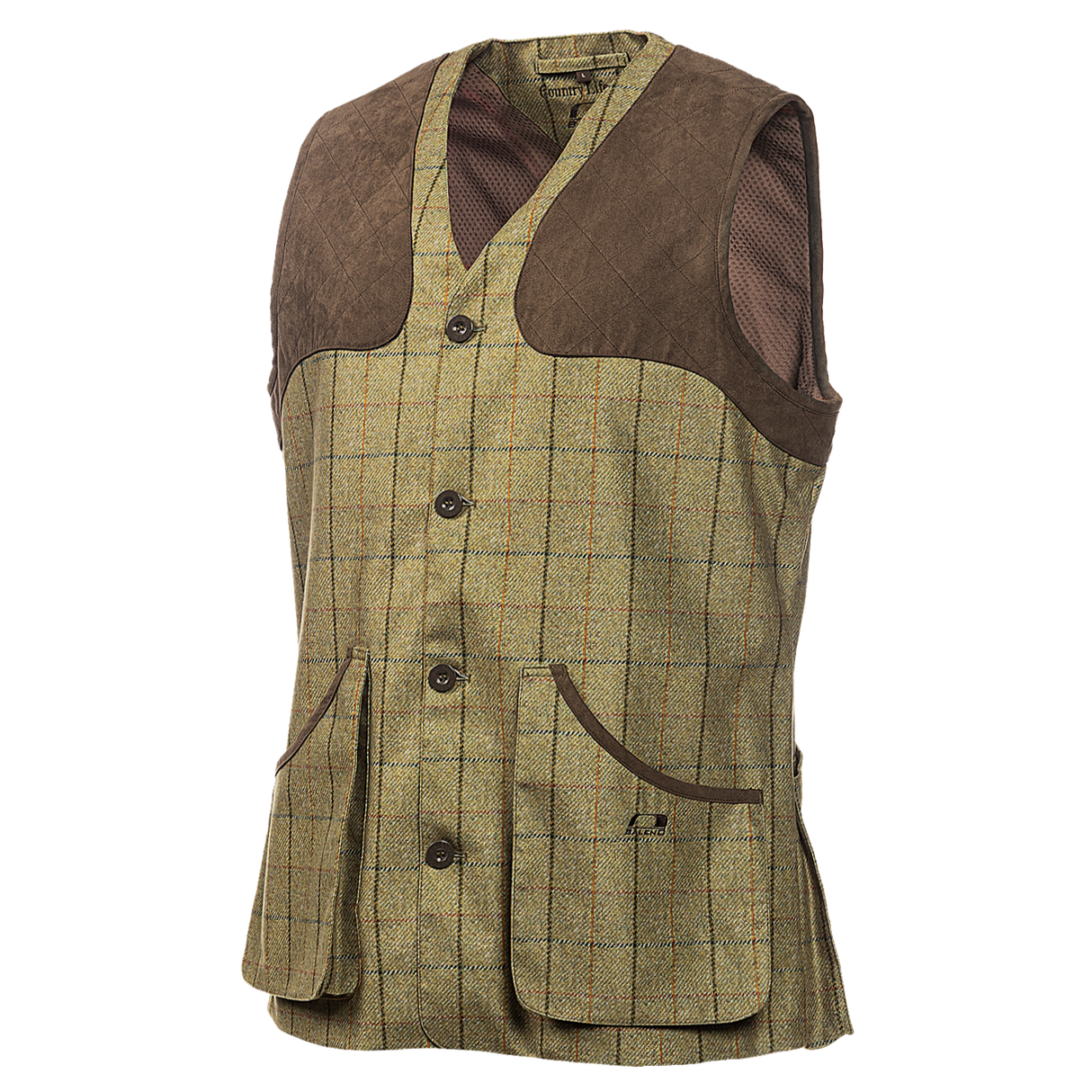 Baleno Milton Mens Tweed Shooting Vest #colour_check-khaki