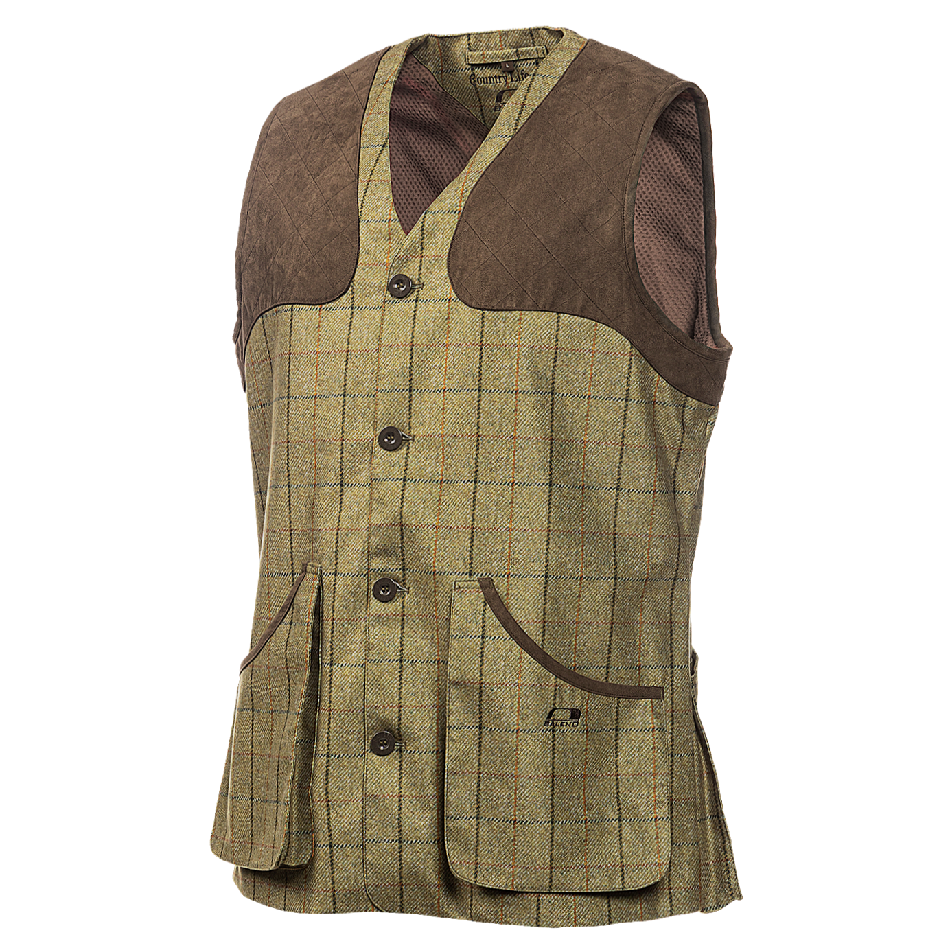 Baleno Milton Mens Tweed Shooting Vest #colour_check-khaki