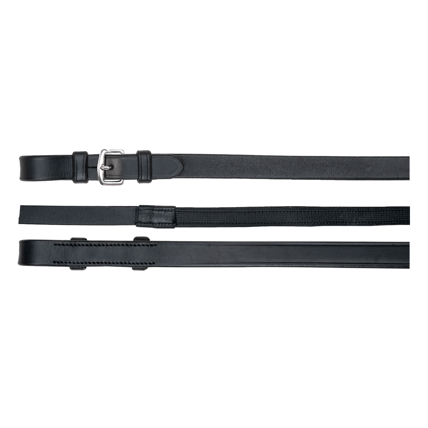 Waldhausen Rubber-Leather Reins without Bars #colour_black