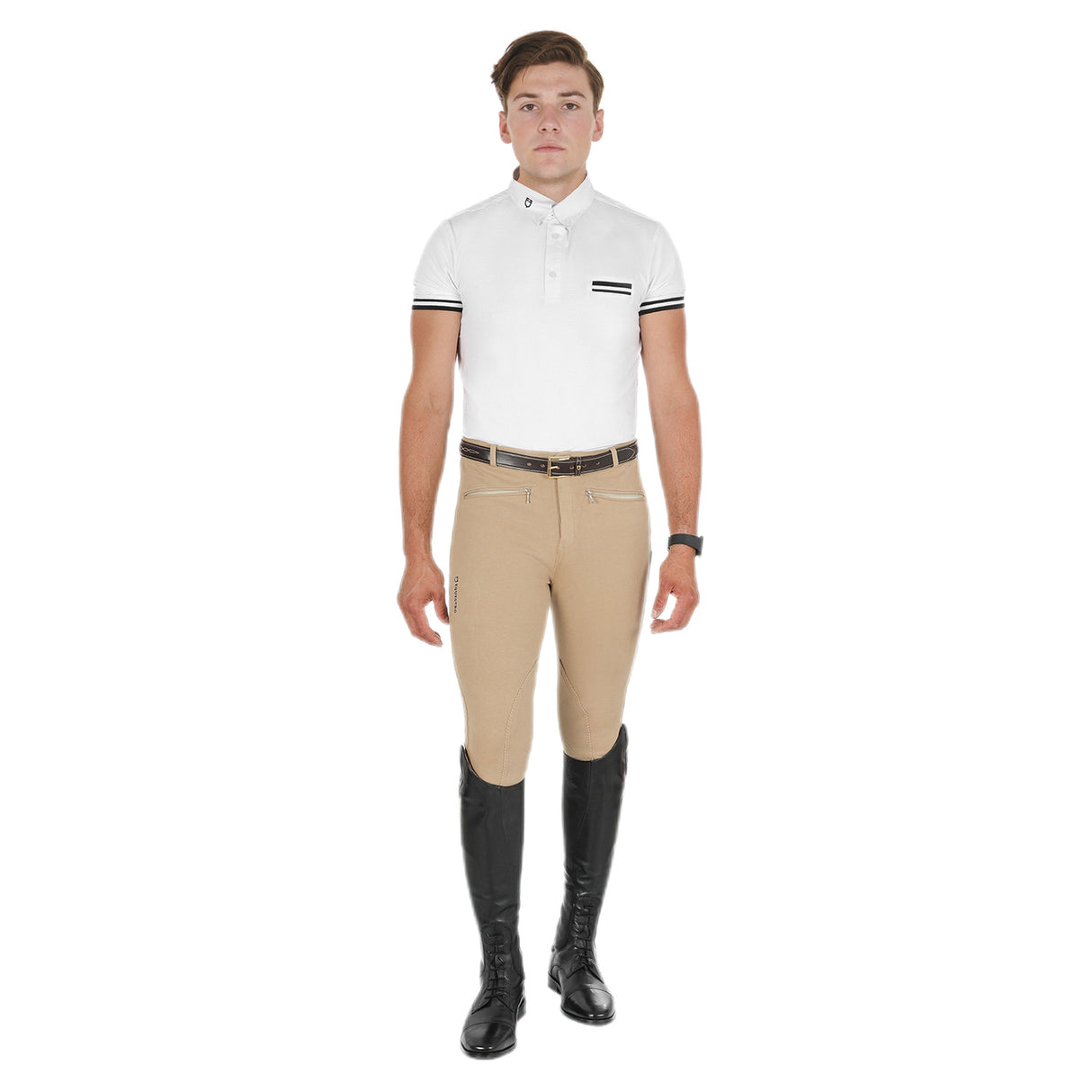 Equestro Crono Model Man Breeches In Stretch Cotton #colour_beige
