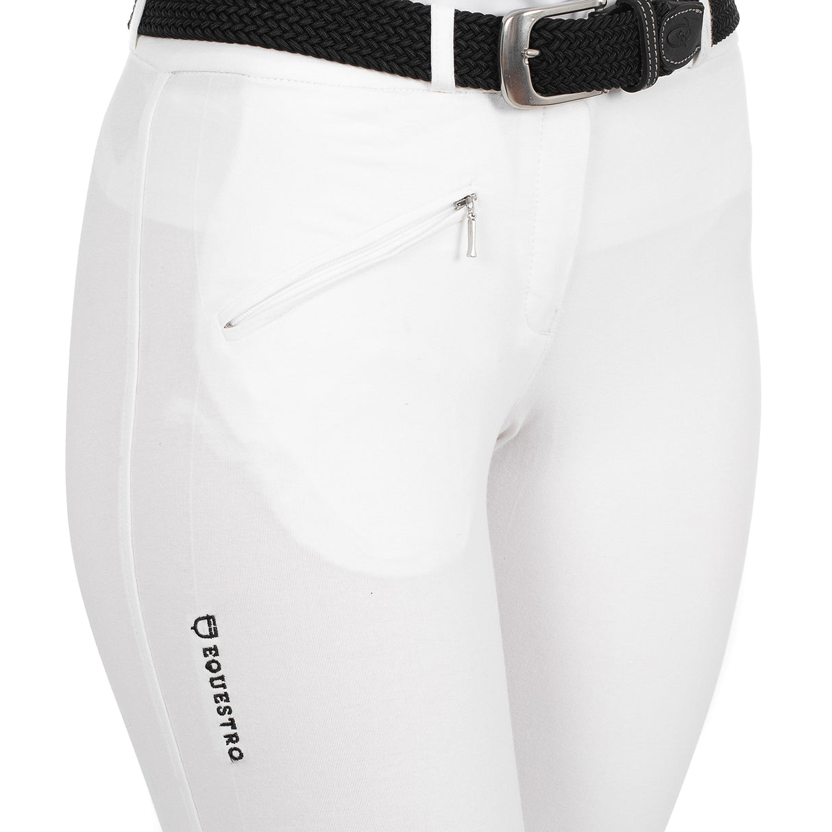 Equestro Selene Model Woman Breeches In Stretch Cotton With Grip #colour_white
