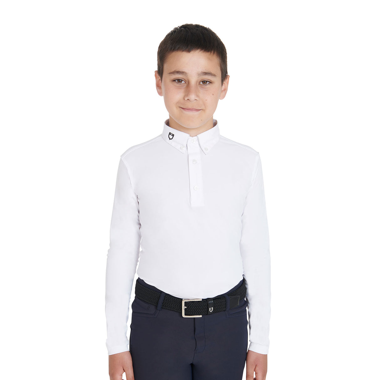 Equestro Boy's Slim Fit Competition Polo Shirt With Three Buttons