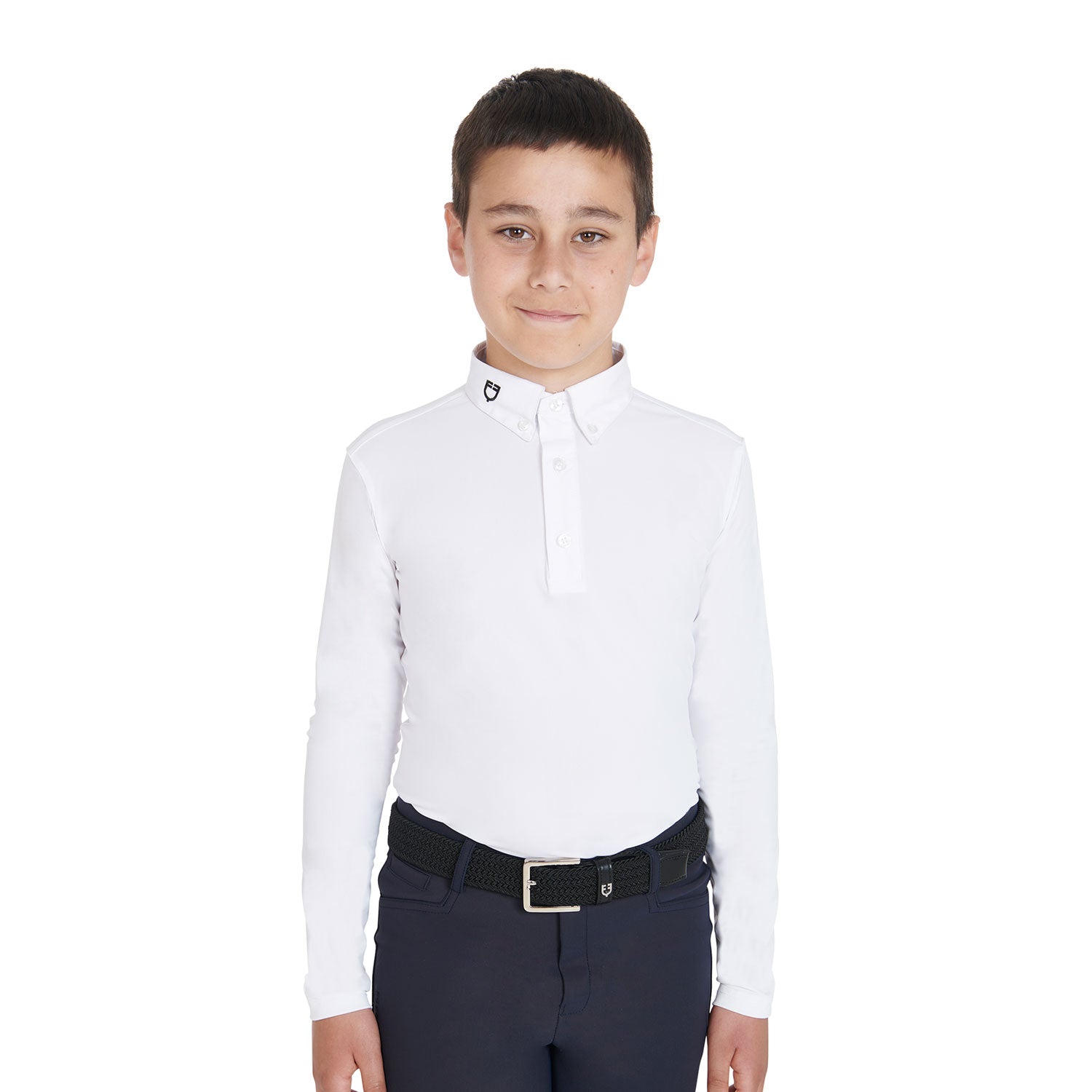 Equestro Boy's Slim Fit Competition Polo Shirt With Three Buttons