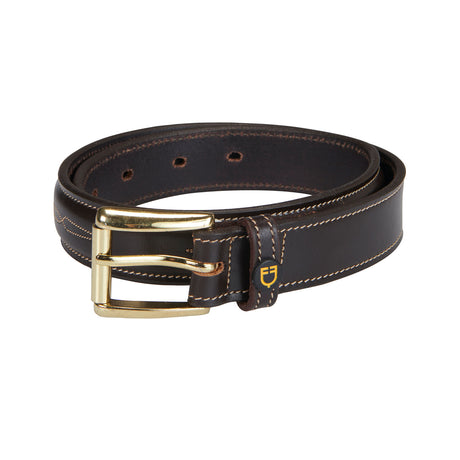 Equestro Leather Belt With Handcrafted Embroidery #colour_brown