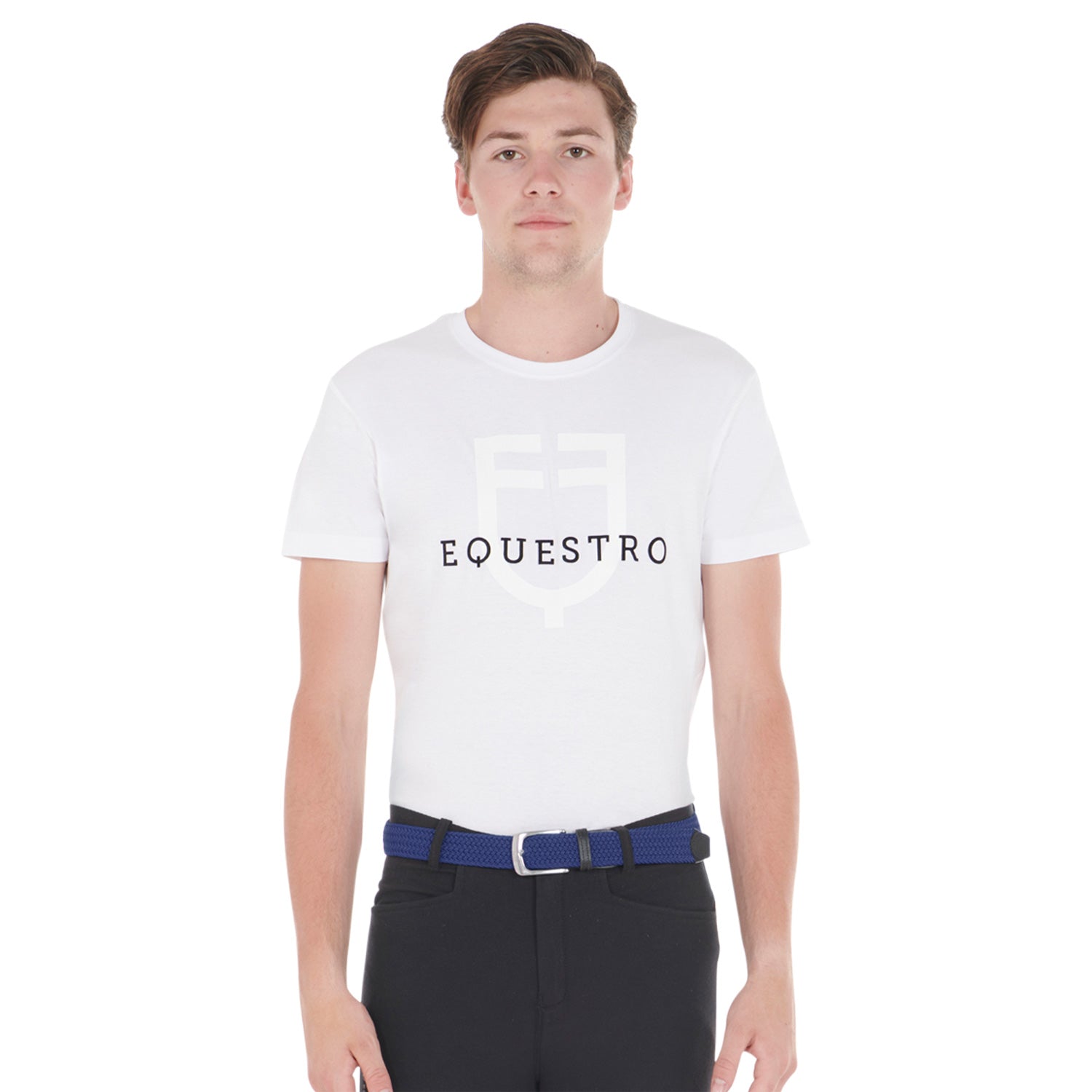 Equestro Elasticized Belt Crossed Pattern #colour_blue