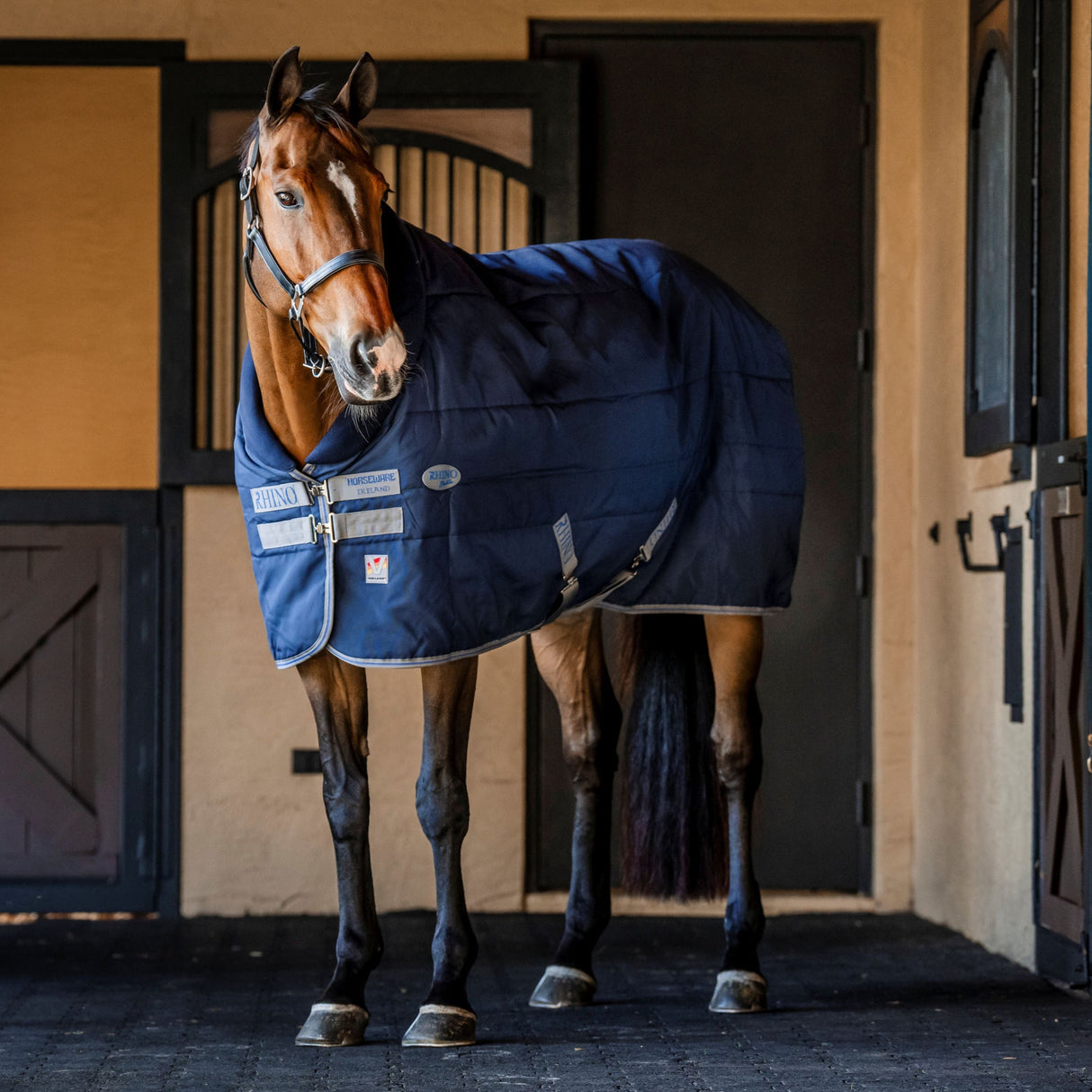 Horseware Ireland Rhino 350g Vari-Layer Stable Rug #colour_navy-titanium-grey-classic-blue