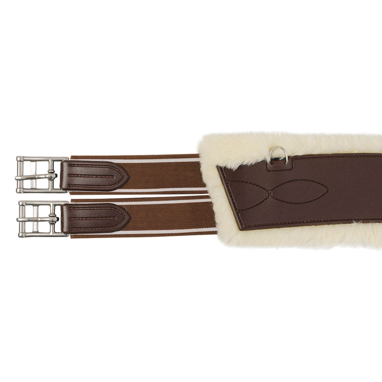 Acavallo Jumping Girth Classic Gel Pvc Detachable Faux Sheepskin #colour_brown