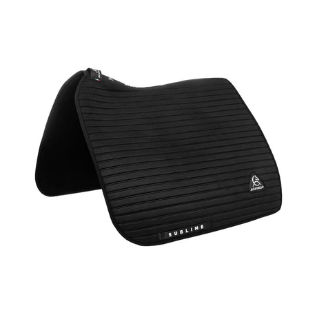 Acavallo Stripe Suede Dressage Saddle Pad W/Square Back Corner #colour_black