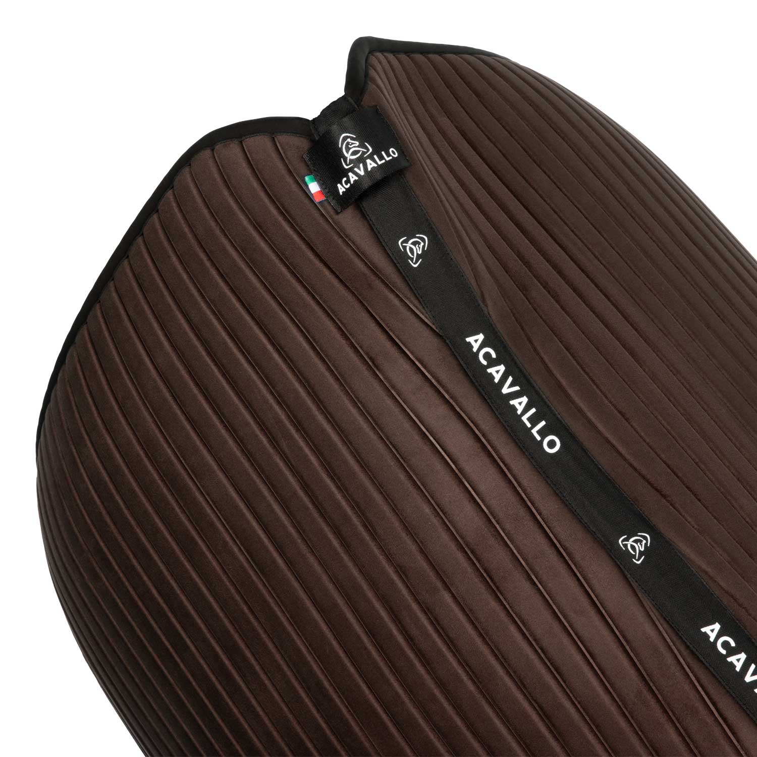 Acavallo Stripe Suede Dressage Saddle Pad W/Square Back Corner #colour_brown
