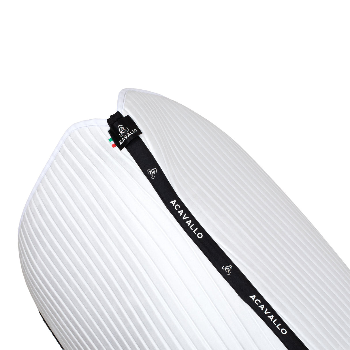 Acavallo Stripe Suede Dressage Saddle Pad W/Square Back Corner #colour_white
