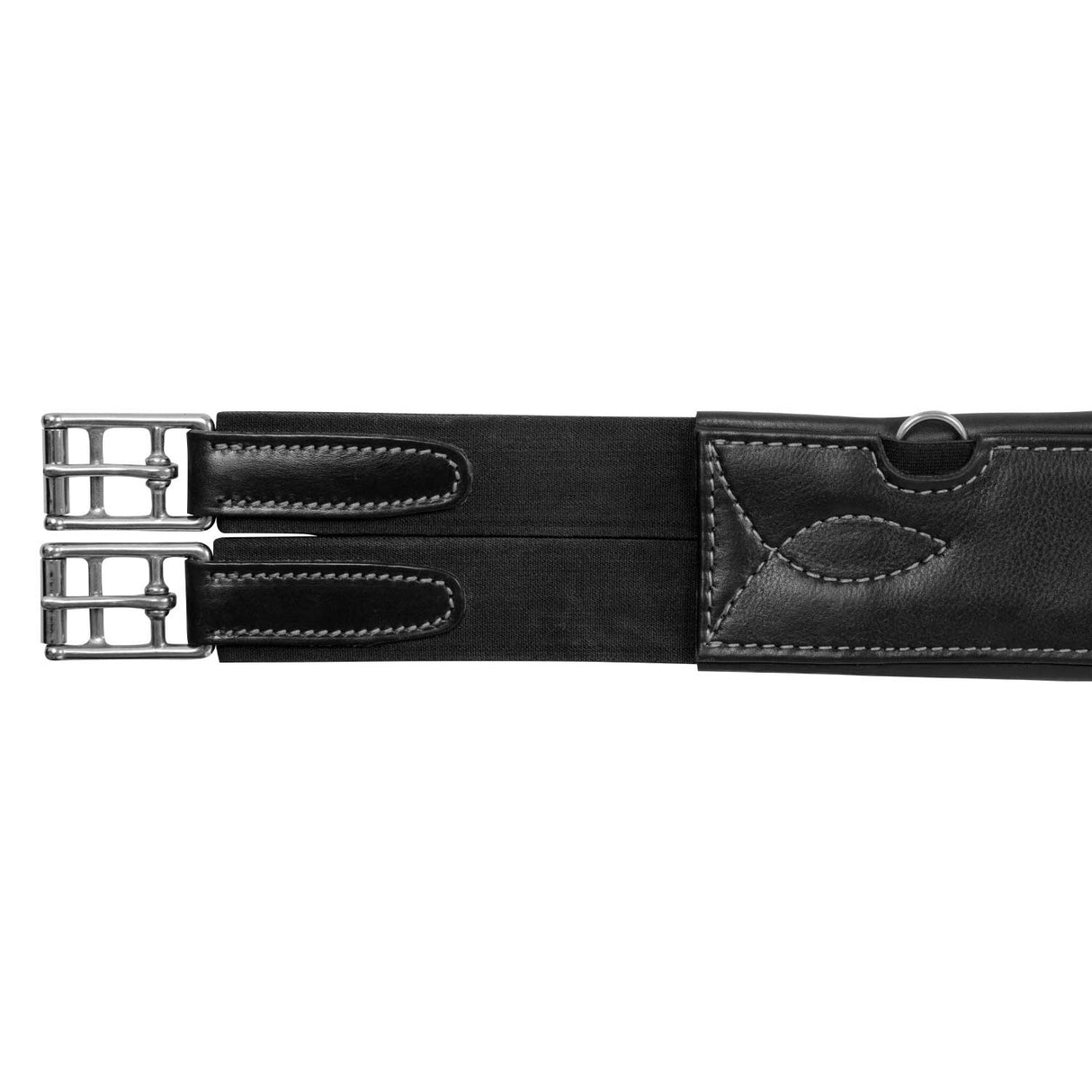 Acavallo Jumping Stud Guard Girth Leather & Gel #colour_black