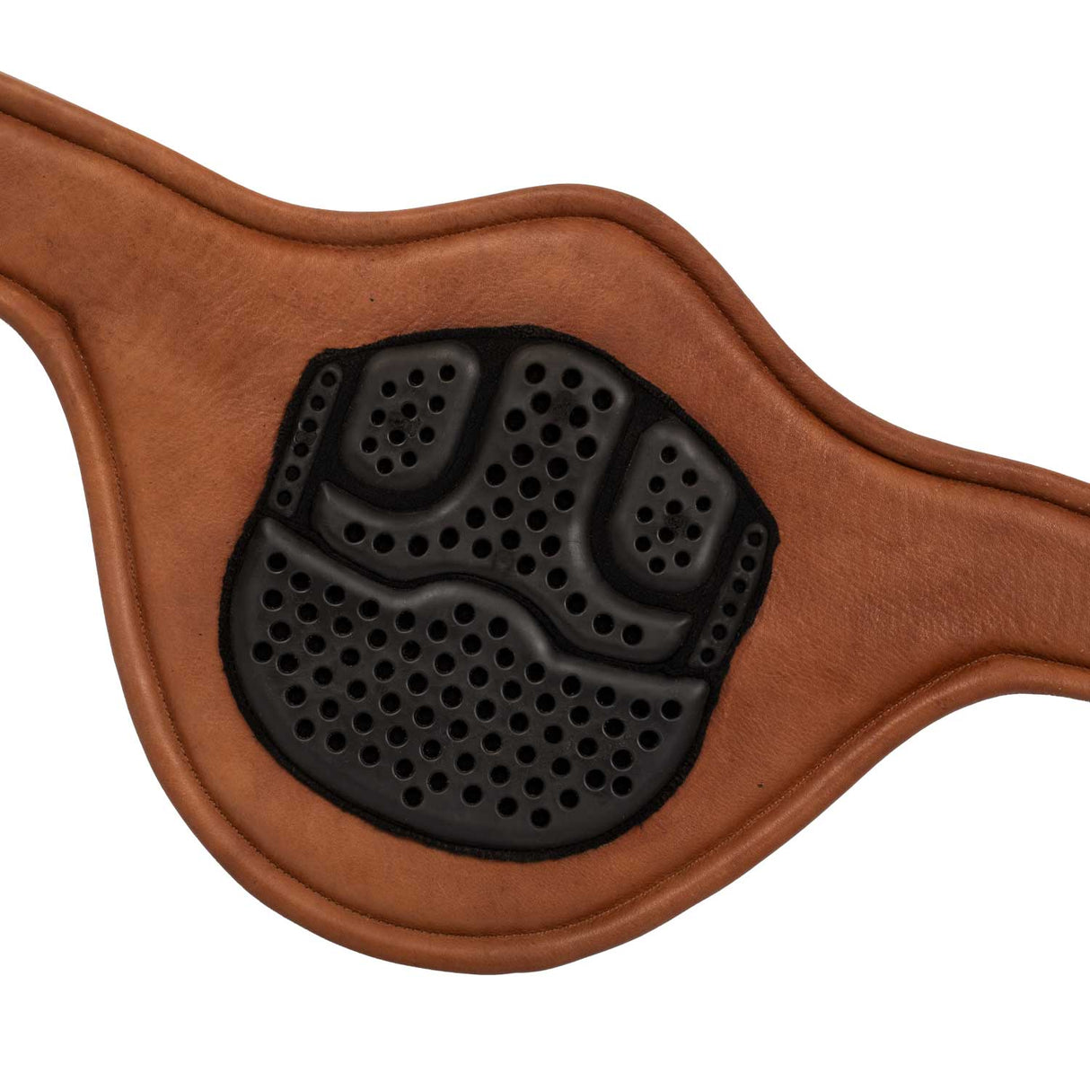 Acavallo Jumping Stud Guard Girth Leather & Gel #colour_cognac