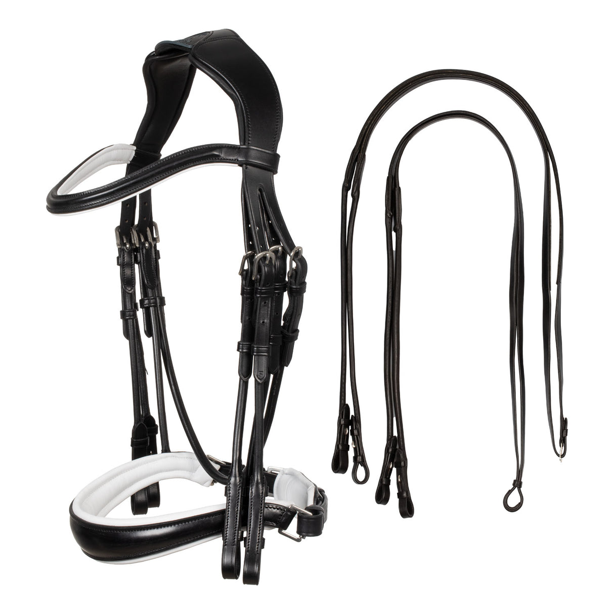 Acavallo Giocanda Bridle Calfskin & Double Reins #colour_black