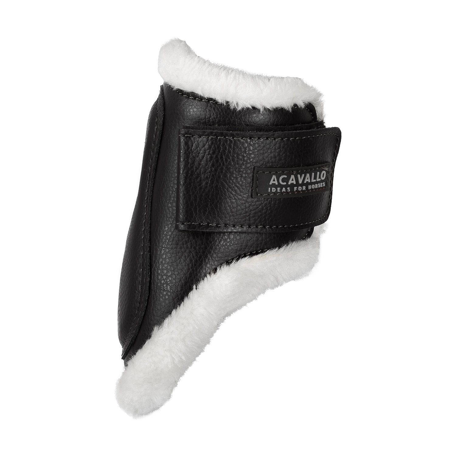 Acavallo Jumping Fetlock Boots Faux Sheepskin & Hook-And-Loop Closure #colour_black