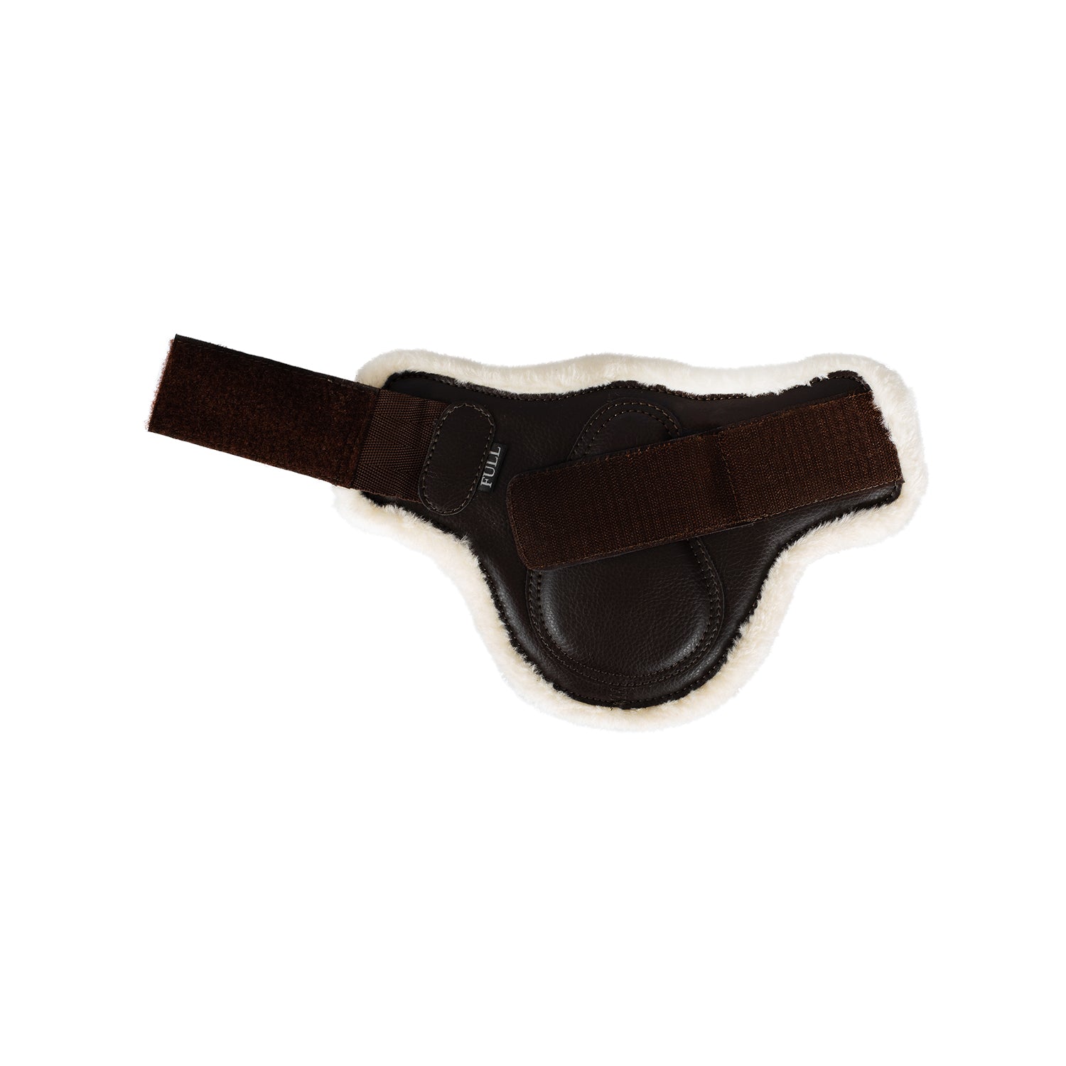 Acavallo Jumping Fetlock Boots Faux Sheepskin & Hook-And-Loop Closure #colour_brown
