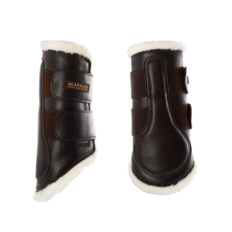 Acavallo Front Brushing Boots Faux Sheepskin & Hook-And-Loop Closure #colour_brown