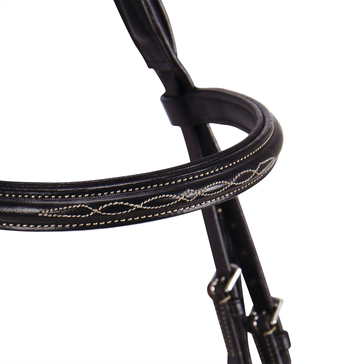 Equestro Leather English Bridle With Embroideries New #colour_brown