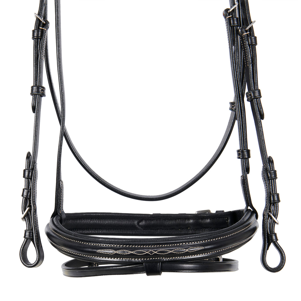 Equestro Leather English Bridle With Embroideries #colour_black