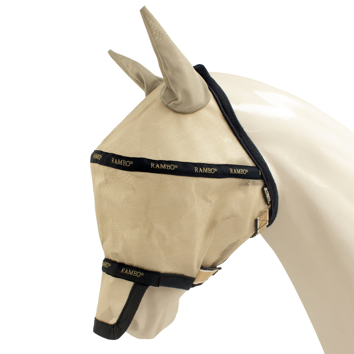 Horseware Ireland Rambo Flymask Plus #colour_oatmeal-navy-white-beige
