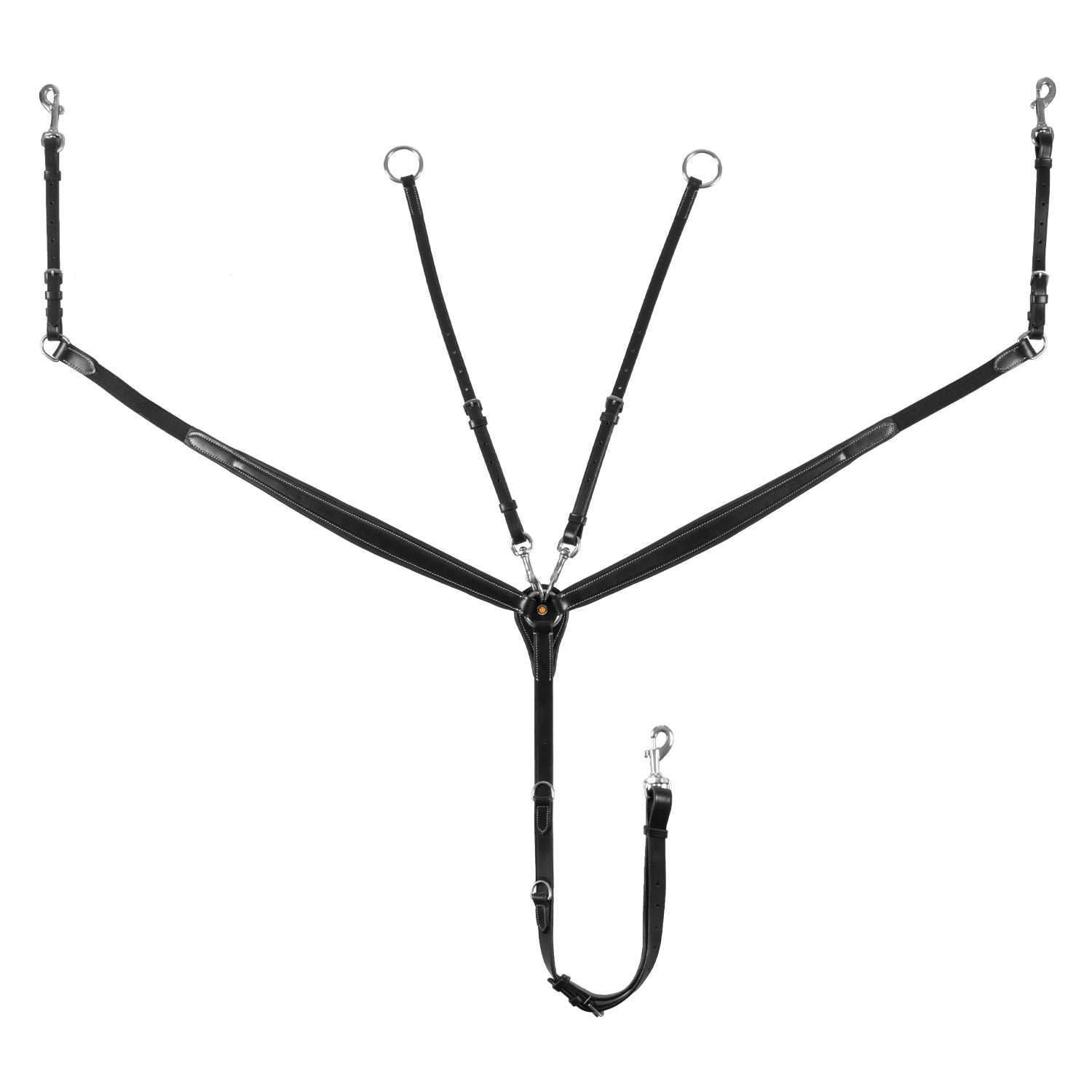 Equestro Tanned Leather Fork Breastplate #colour_black