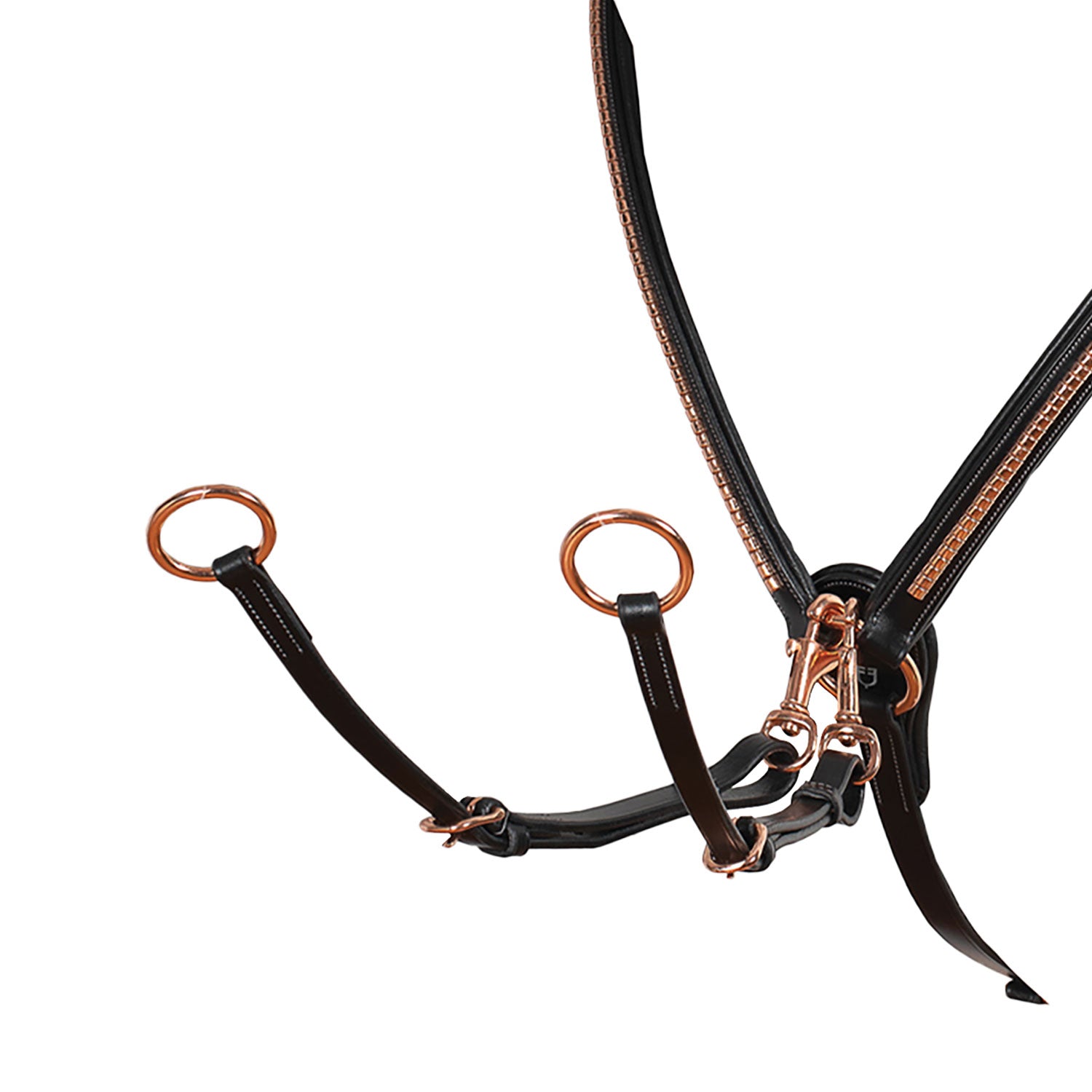 Equestro Breastplate With Clincher Rose Gold Leather Fork