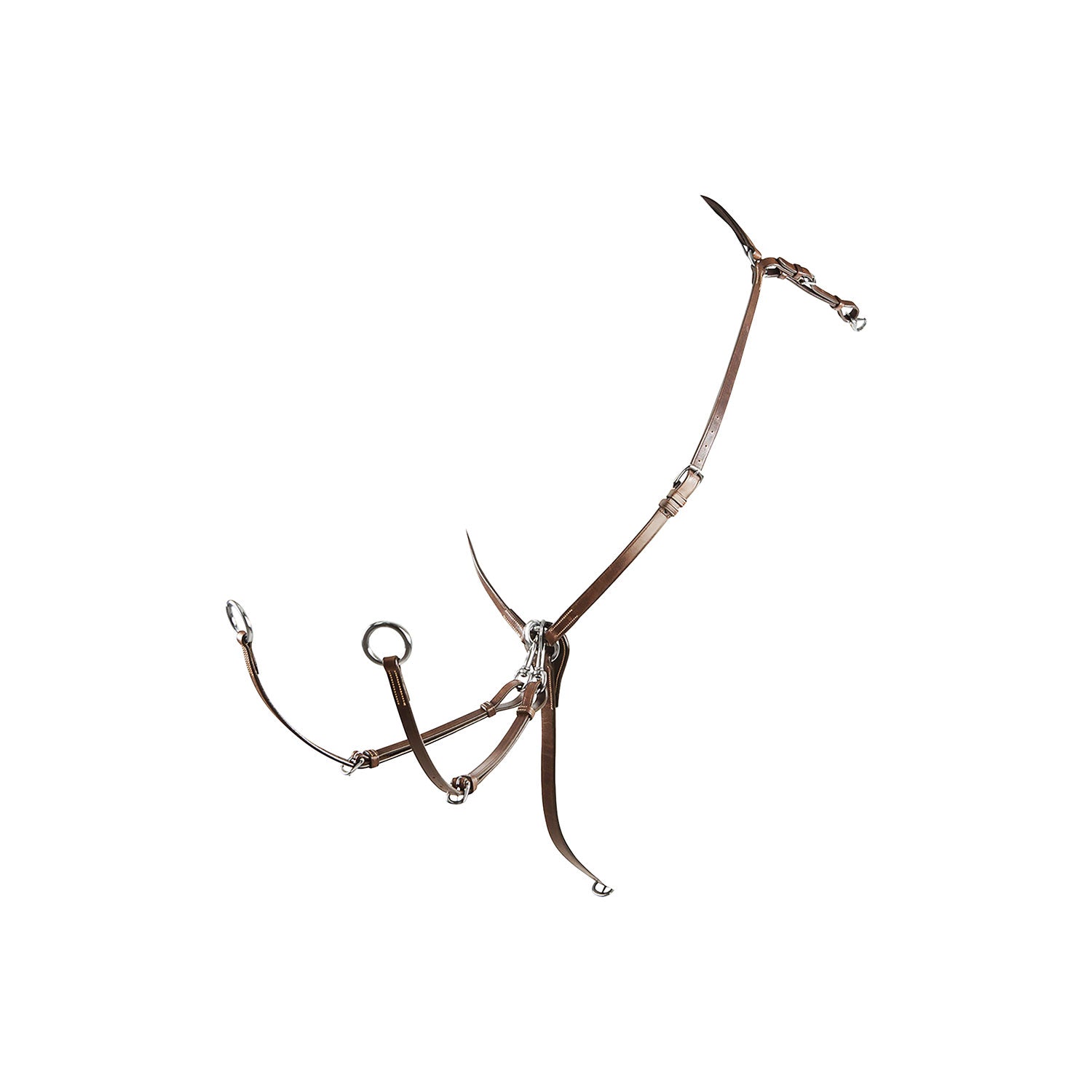 Equestro Tanned Leather Fork Hunting Breastplate #colour_cognac