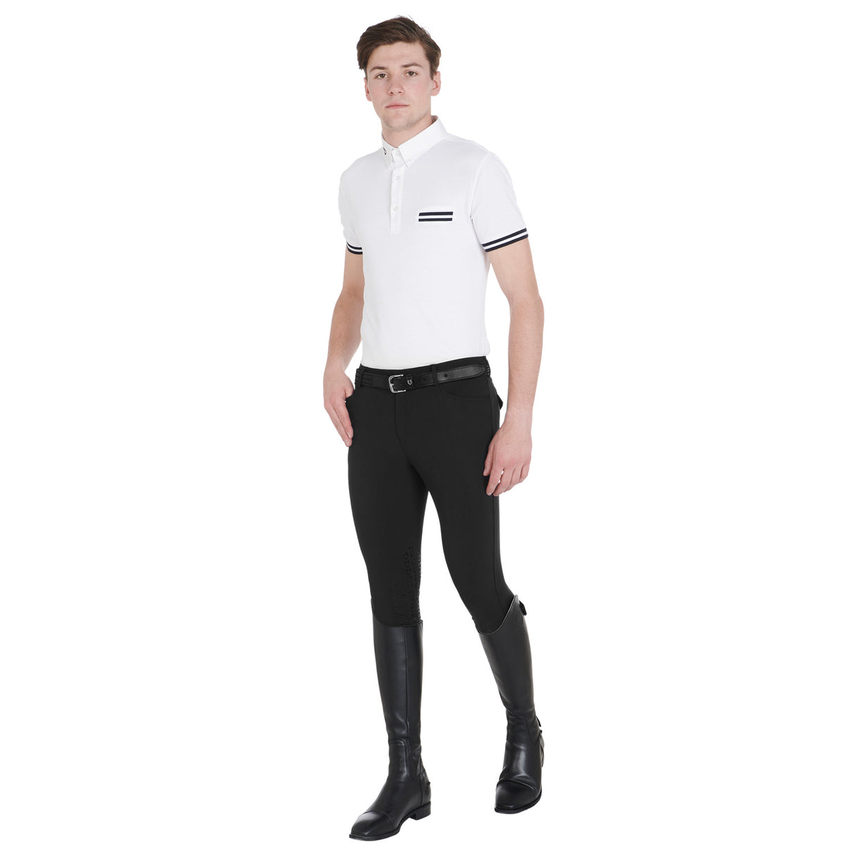 Equestro Men's Slim Fit Grip Breeches With Logo