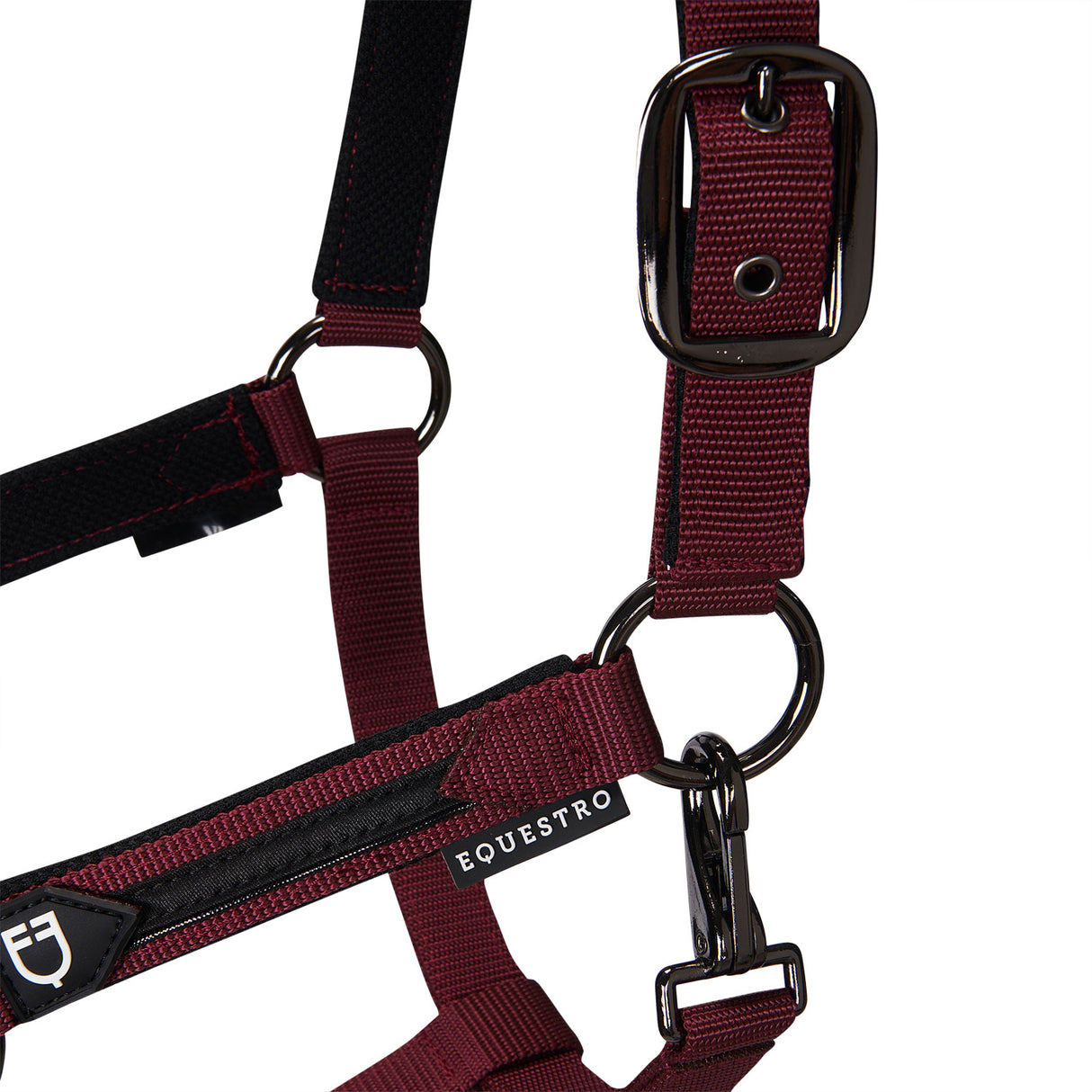 Equestro Durable Fleece Halter #colour_burgundy