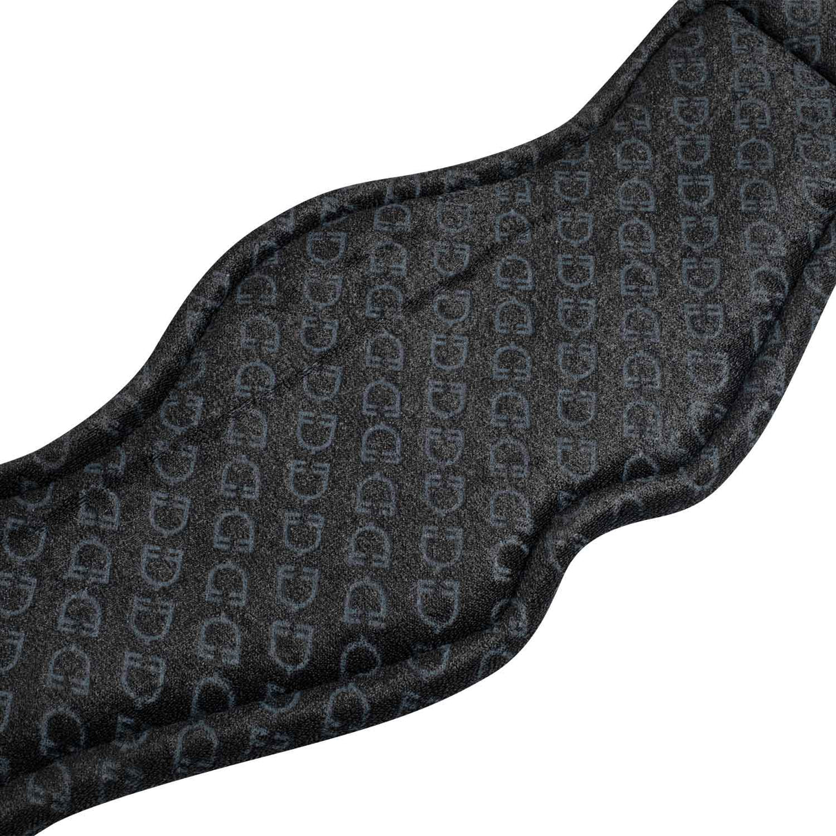 Equestro Shaped Dressage Girth In Leather With Engraved Logo #colour_black