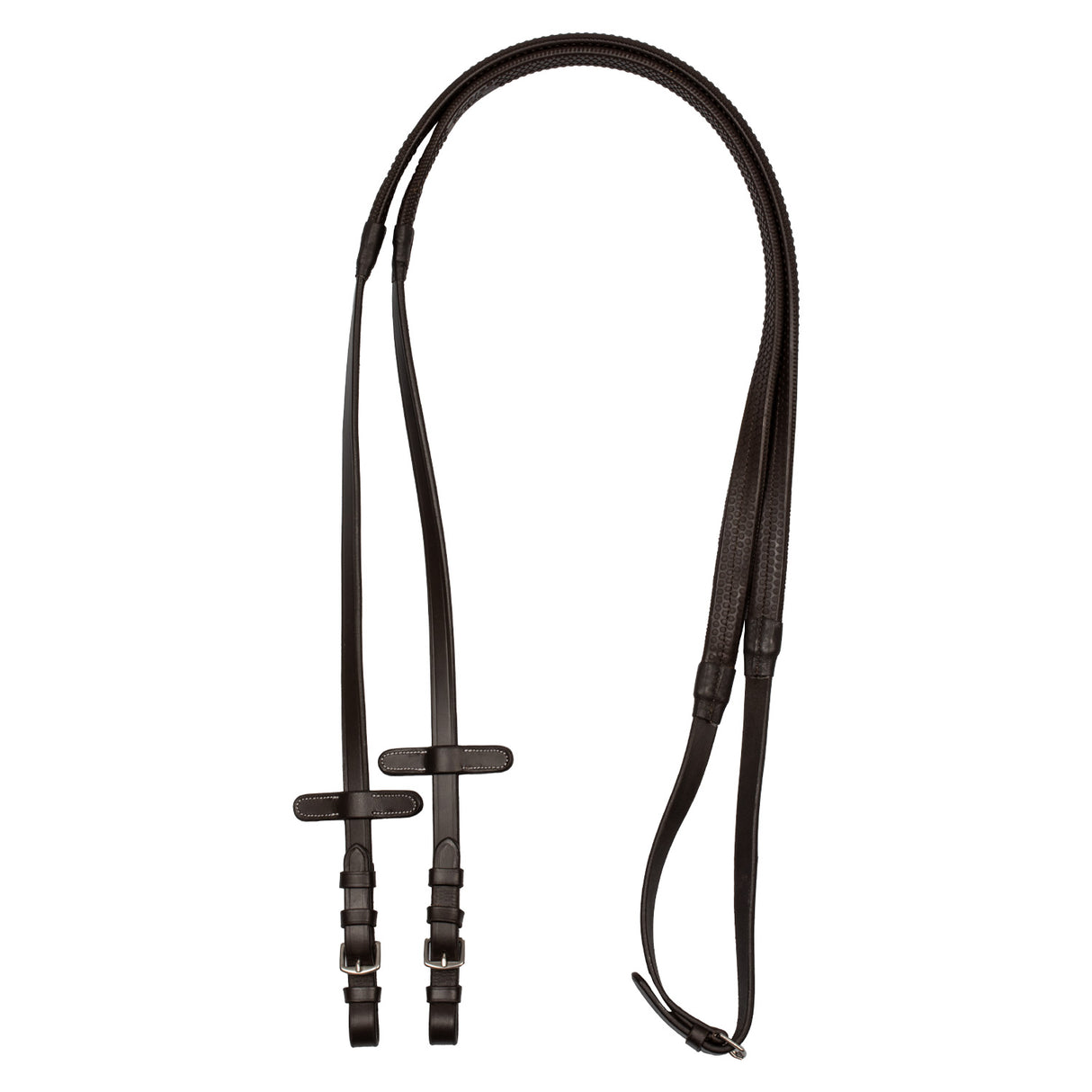 Equestro Leather And Rubber Reins #colour_brown