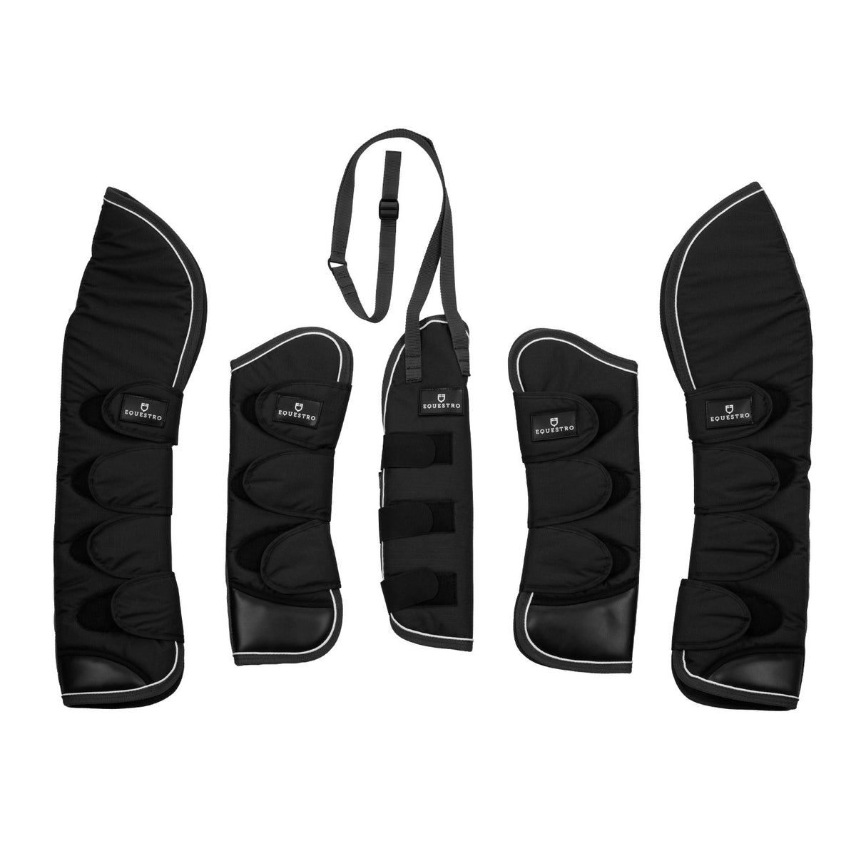 Equestro Travelling Boots Set And Tail Guard With Rubber Patch #colour_black