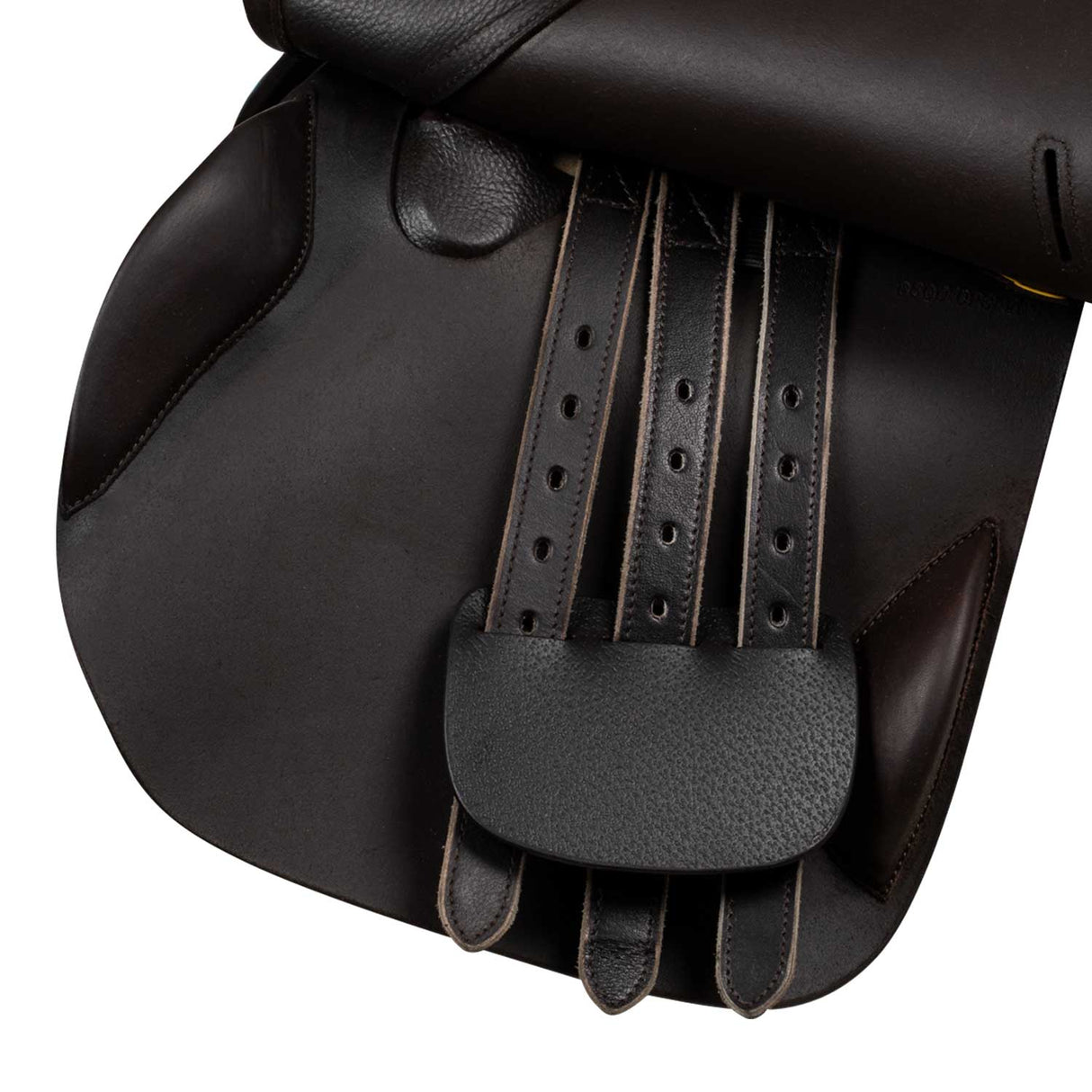 Equestro Earth Jumping Saddle In Double Leather With Embossed Logo #colour_brown