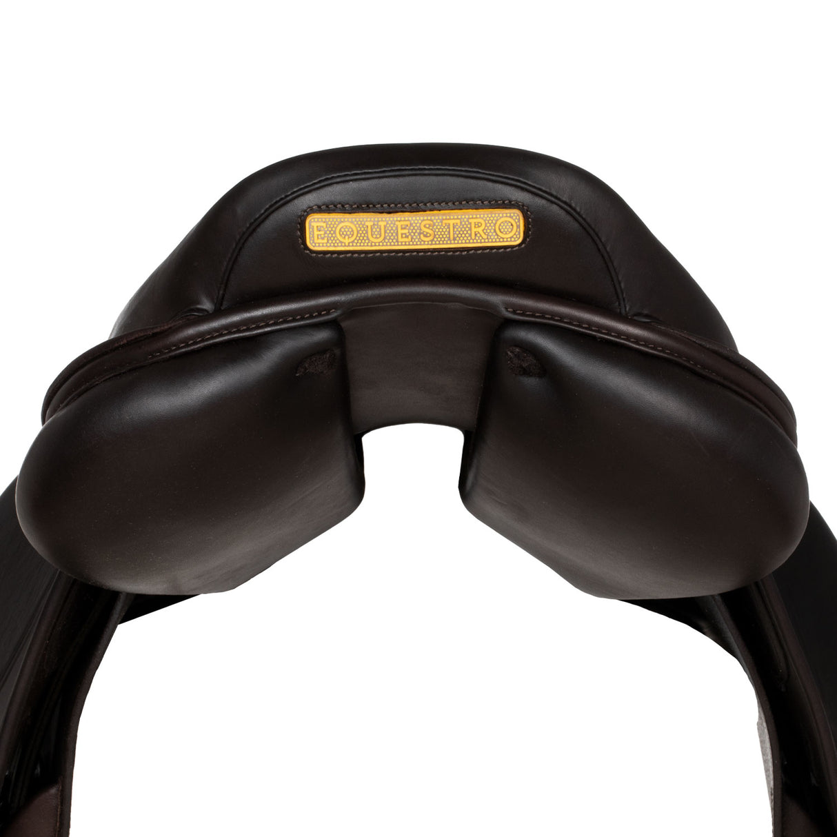 Equestro Earth Jumping Saddle In Double Leather With Embossed Logo #colour_brown