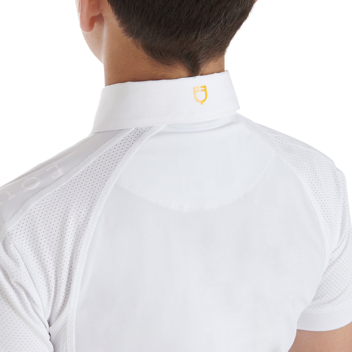Equestro Boys' Slim Fit Competition Polo Shirt Four-Buttons #colour_white