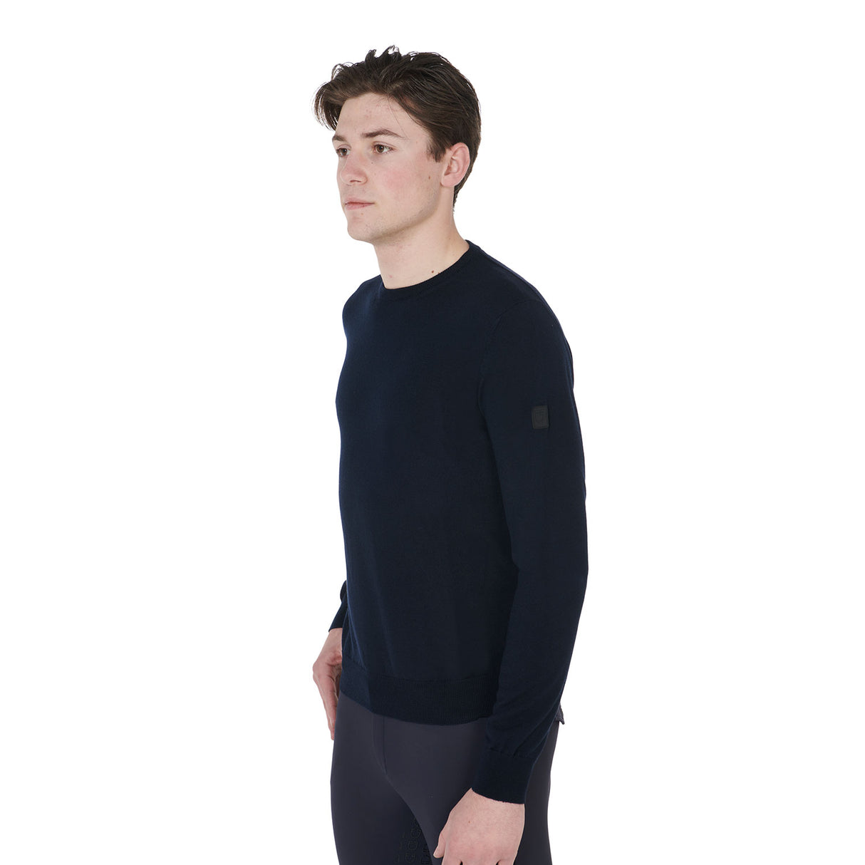Equestro Men's Crewneck Sweater In Merino Wool #colour_blue