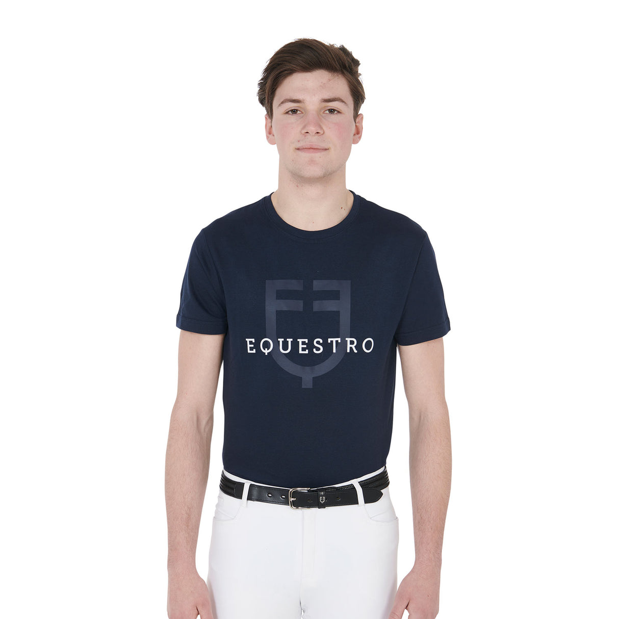 Equestro Men's Slim Fit T-Shirt With Logo On The Chest #colour_blue