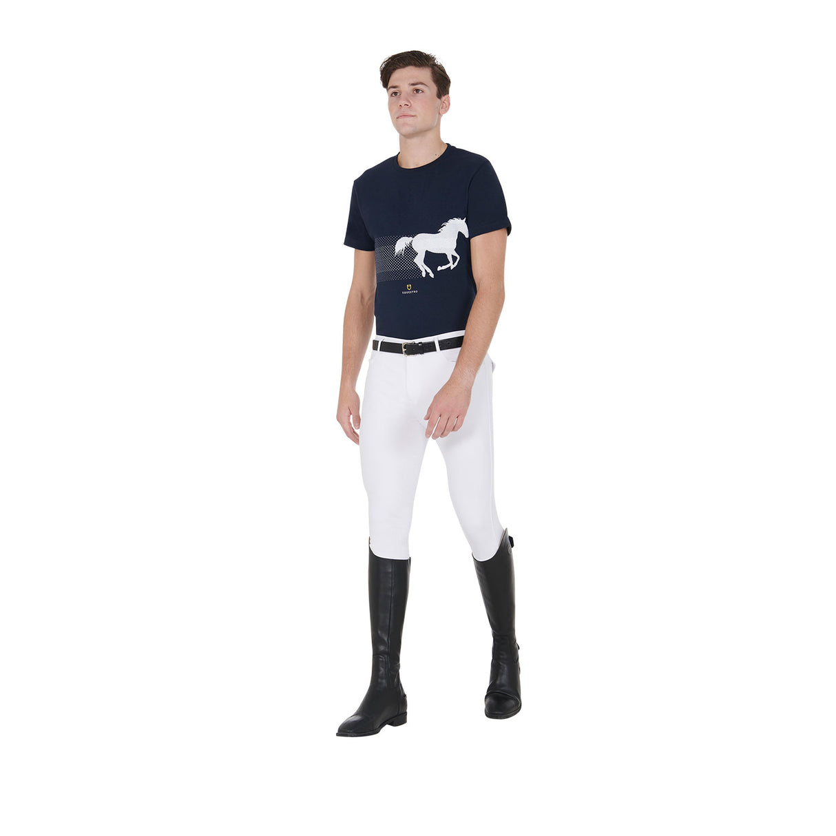 Equestro Men's Slim Fit T-Shirt With Race Horse #colour_blue