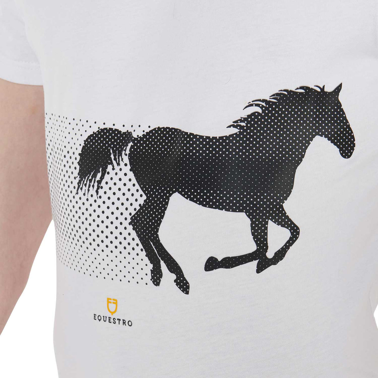 Equestro Men's Slim Fit T-Shirt With Race Horse #colour_white