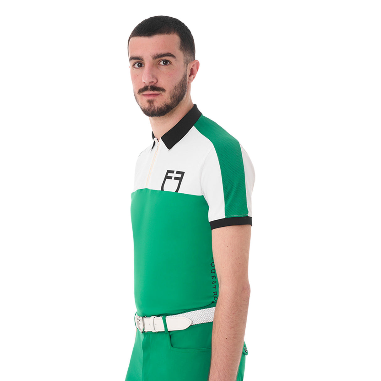 Men's slim fit training polo shirt with front logo