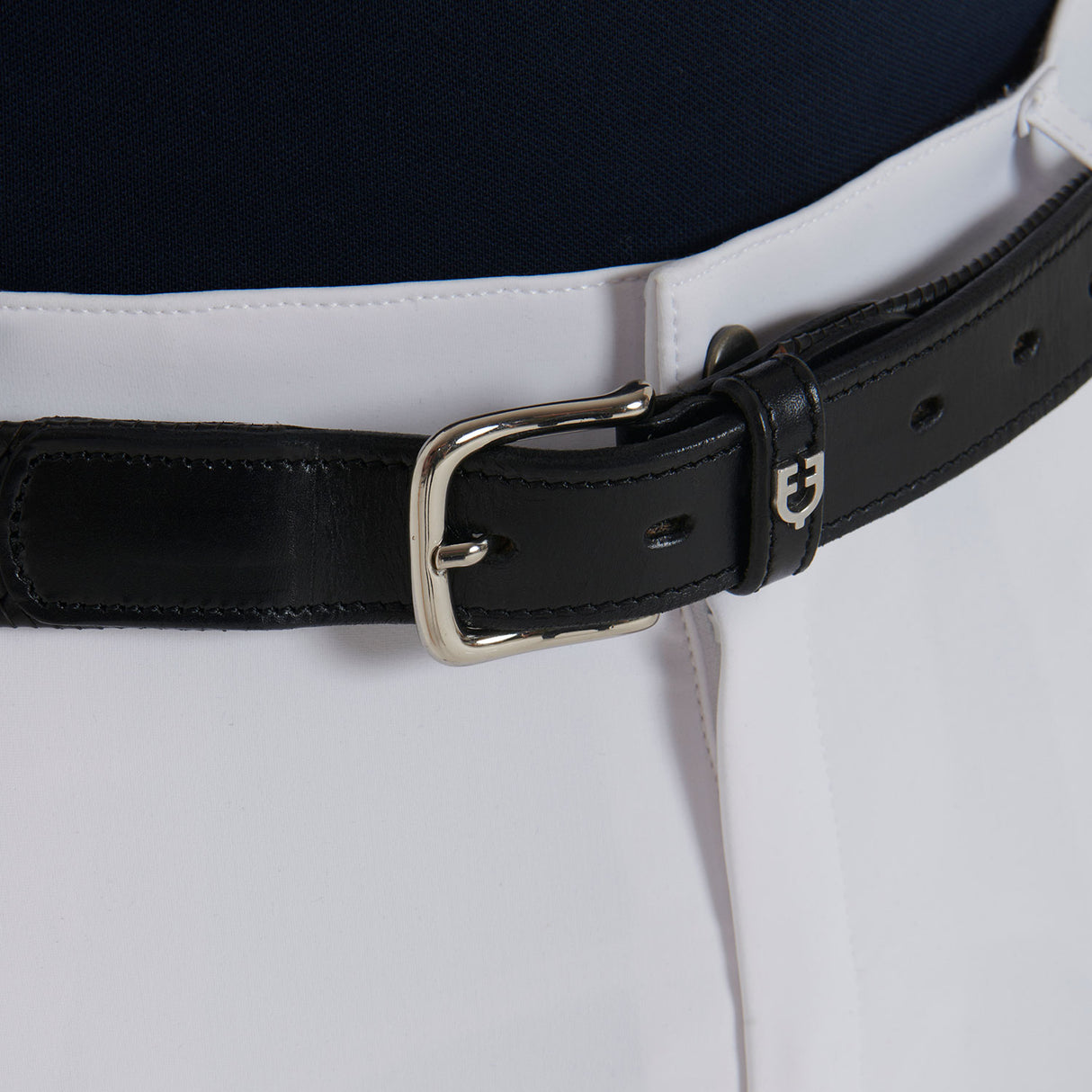 Equestro Elastic Leather Belt #colour_black